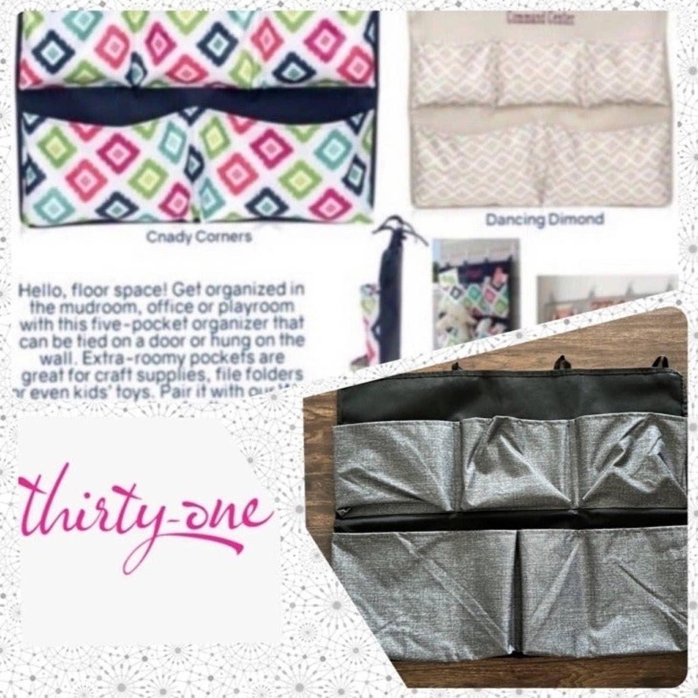 Thirty-One Hang-It Pocket Organizer • Charcoal Crosshatch